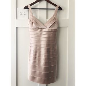 BCBG MAXAZRIA Silk Champagne Cocktail Dress